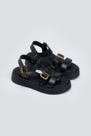 Σανδάλια flatforms δερμάτινα gladiator με τοκάδες Estil - Μαύρο - thefashionproject.gr - Estil - 23912002002