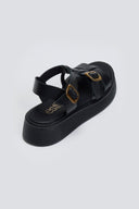 Σανδάλια flatforms δερμάτινα gladiator με τοκάδες Estil - Μαύρο - thefashionproject.gr - Estil - 23912002002