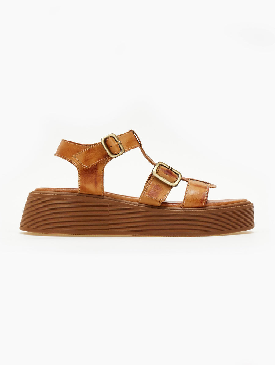 Σανδάλια flatforms δερμάτινα gladiator TFP