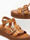 Σανδάλια flatforms δερμάτινα gladiator TFP
