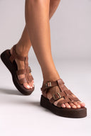Σανδάλια flatforms δερμάτινα gladiator TFP