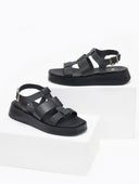 Σανδάλια flatforms δερμάτινα gladiator tfp - Μαύρο - thefashionproject.gr - TFP