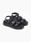 Σανδάλια flatforms δερμάτινα gladiator tfp - Μαύρο - thefashionproject.gr - TFP