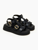 Σανδάλια flatforms δερμάτινα gladiator TFP - Μαύρο - thefashionproject.gr - TFP