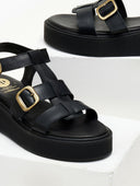 Σανδάλια flatforms δερμάτινα gladiator TFP - Μαύρο - thefashionproject.gr - TFP