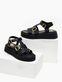 Σανδάλια flatforms δερμάτινα gladiator TFP - Μαύρο - thefashionproject.gr - TFP