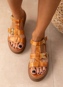 Σανδάλια flatforms δερμάτινα gladiator TFP - Ταμπά - thefashionproject.gr - TFP