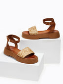 Σανδάλια flatforms δερμάτινα Iris Sandals - Φυσικό - thefashionproject.gr - IRIS