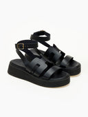 Σανδάλια flatforms δερμάτινα Iris Sandals - Μαύρο - thefashionproject.gr - IRIS