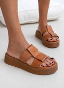 Σανδάλια flatforms δερμάτινα Iris Sandals - Ταμπά - thefashionproject.gr - IRIS
