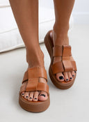 Σανδάλια flatforms δερμάτινα Iris Sandals - Ταμπά - thefashionproject.gr - IRIS