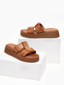 Σανδάλια flatforms δερμάτινα Iris Sandals - Ταμπά - thefashionproject.gr - IRIS