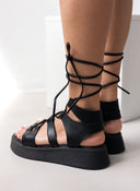Σανδάλια flatforms δερμάτινα lace up Ragazza 01230