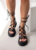 Σανδάλια flatforms δερμάτινα lace up Ragazza 01230
