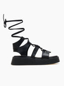 Σανδάλια flatforms δερμάτινα lace up Ragazza 01230