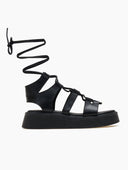 Σανδάλια flatforms δερμάτινα lace up Ragazza 01230