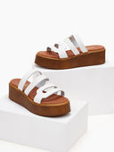 Σανδάλια flatforms δερμάτινα με ανοίγματα estil - Λευκό - thefashionproject.gr - Estil