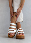 Σανδάλια flatforms δερμάτινα με ανοίγματα estil - Λευκό - thefashionproject.gr - Estil