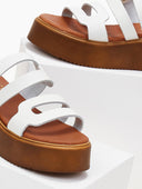 Σανδάλια flatforms δερμάτινα με ανοίγματα estil - Λευκό - thefashionproject.gr - Estil