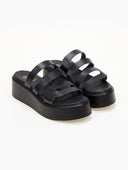 Σανδάλια flatforms δερμάτινα με ανοίγματα estil - Μαύρο - thefashionproject.gr - Estil