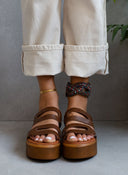 Σανδάλια flatforms δερμάτινα με ανοίγματα estil - Ταμπά - thefashionproject.gr - Estil