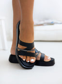 Σανδάλια flatforms δερμάτινα με ανοίγματα tfp