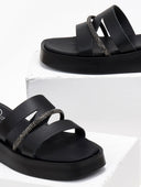 Σανδάλια flatforms δερμάτινα με ανοίγματα tfp
