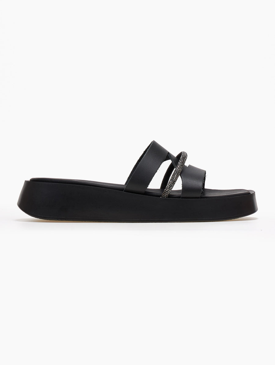 Σανδάλια flatforms δερμάτινα με ανοίγματα tfp