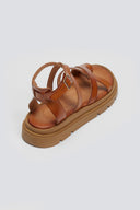 Σανδάλια flatforms δερμάτινα με δάκτυλο Tfp