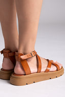 Σανδάλια flatforms δερμάτινα με δάκτυλο Tfp