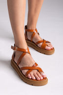 Σανδάλια flatforms δερμάτινα με δάκτυλο Tfp
