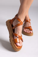 Σανδάλια flatforms δερμάτινα με δάκτυλο Tfp