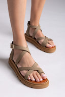 Σανδάλια flatforms δερμάτινα με δάκτυλο Tfp