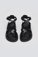 Σανδάλια flatforms δερμάτινα με δάκτυλο Tfp - Μαύρο - thefashionproject.gr - TFP