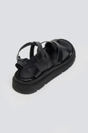 Σανδάλια flatforms δερμάτινα με δάκτυλο Tfp - Μαύρο - thefashionproject.gr - TFP