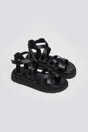 Σανδάλια flatforms δερμάτινα με δάκτυλο Tfp - Μαύρο - thefashionproject.gr - TFP