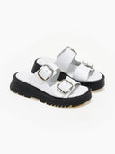 Σανδάλια flatforms δερμάτινα με διπλή φάσα TFP - Λευκό - thefashionproject.gr - TFP