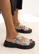 Σανδάλια flatforms δερμάτινα με διπλή φάσα TFP