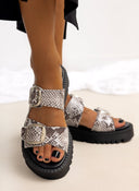Σανδάλια flatforms δερμάτινα με διπλή φάσα TFP