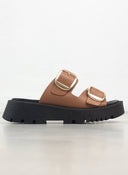 Σανδάλια flatforms δερμάτινα με διπλή φάσα TFP