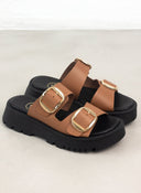 Σανδάλια flatforms δερμάτινα με διπλή φάσα TFP