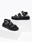 Σανδάλια flatforms δερμάτινα με δύο φάσες tfp