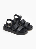 Σανδάλια flatforms δερμάτινα με δύο φάσες tfp