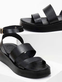 Σανδάλια flatforms δερμάτινα με δύο φάσες tfp - Μαύρο - thefashionproject.gr - TFP