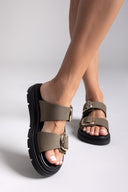 Σανδάλια flatforms δερμάτινα με έντονους τοκάδες Tfp
