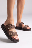 Σανδάλια flatforms δερμάτινα με έντονους τοκάδες Tfp