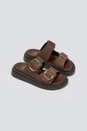 Σανδάλια flatforms δερμάτινα με έντονους τοκάδες Tfp