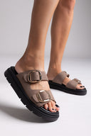 Σανδάλια flatforms δερμάτινα με έντονους τοκάδες Tfp