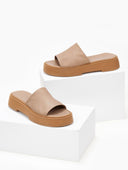 Σανδάλια flatforms δερμάτινα με φαρδιά φάσα Iris Sandals - Μπεζ - thefashionproject.gr - IRIS