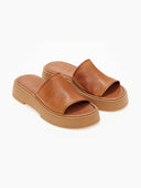 Σανδάλια flatforms δερμάτινα με φαρδιά φάσα Iris Sandals - Ταμπά - thefashionproject.gr - IRIS